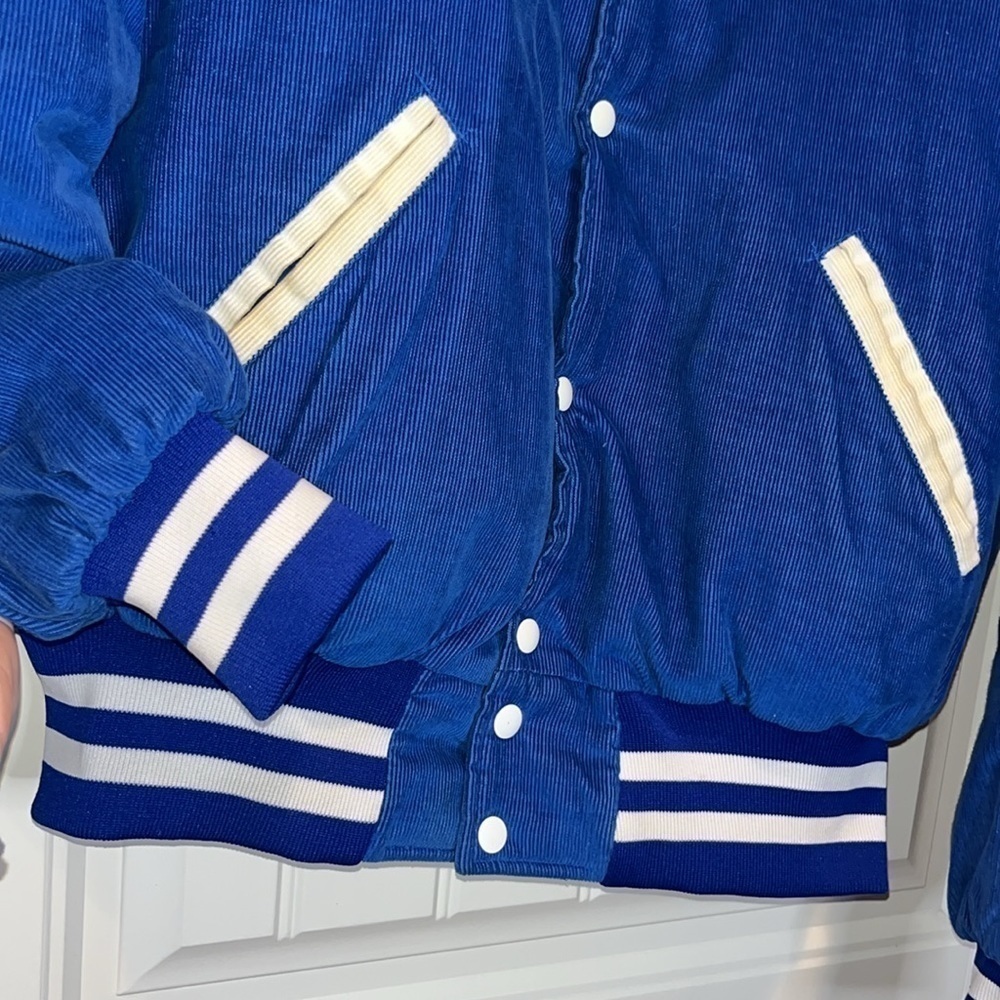 Rare Vintage blue corduroy trucker jacket coat embroidered Senator Alaska L/XL - Picture 11 of 16